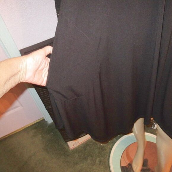 IC by Connie K Slinky Knit Dress Size XL Pockets Embellished LBD Asymmetrical - Picture 3 of 11